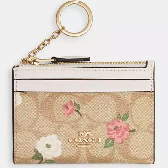 Coach Mini Skinny Id Case In Signature Canvas With Floral Print - Picture 1 of 7